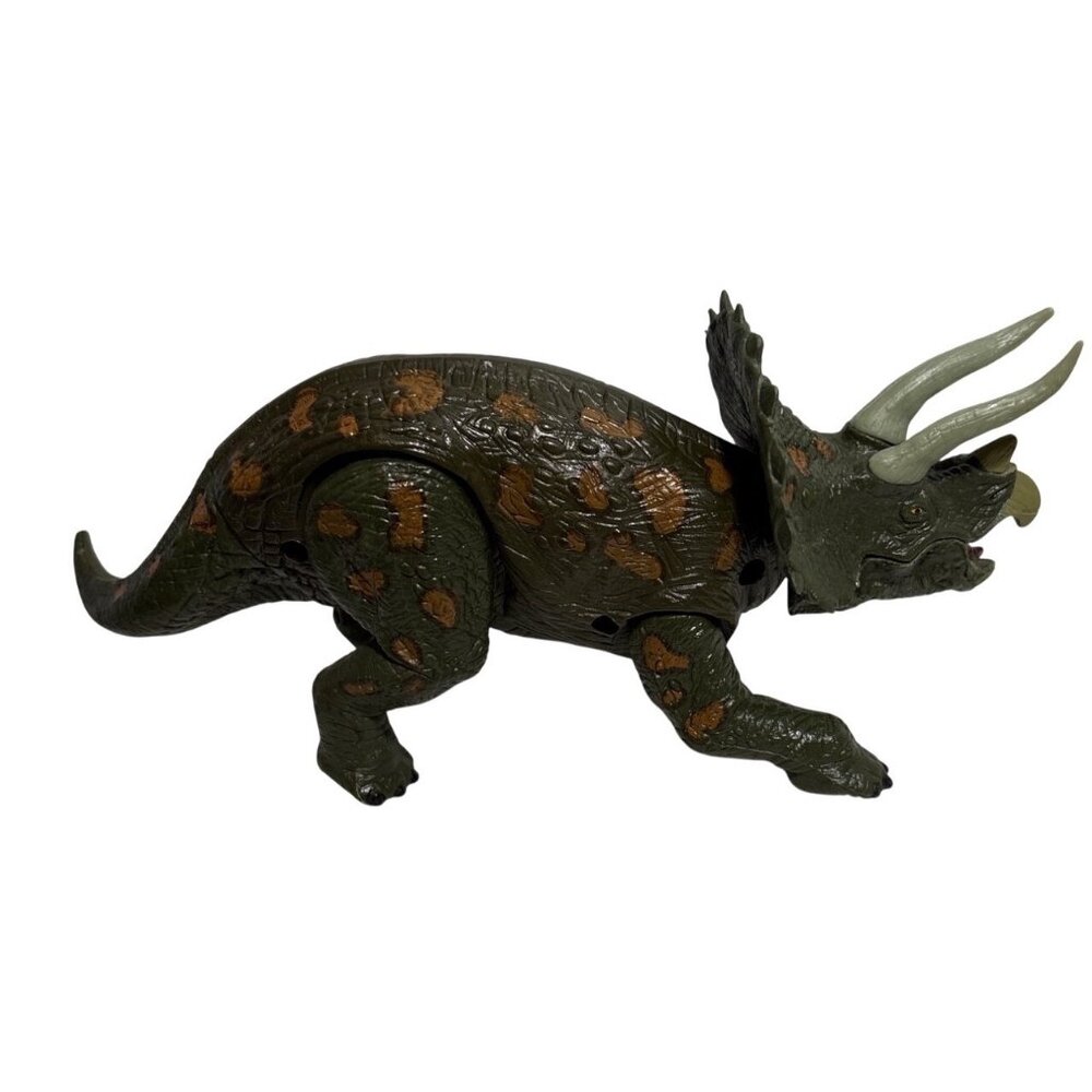 Green Triceratops Dinosaur Figure Textured Detailing Realistic Design Kid Galaxy